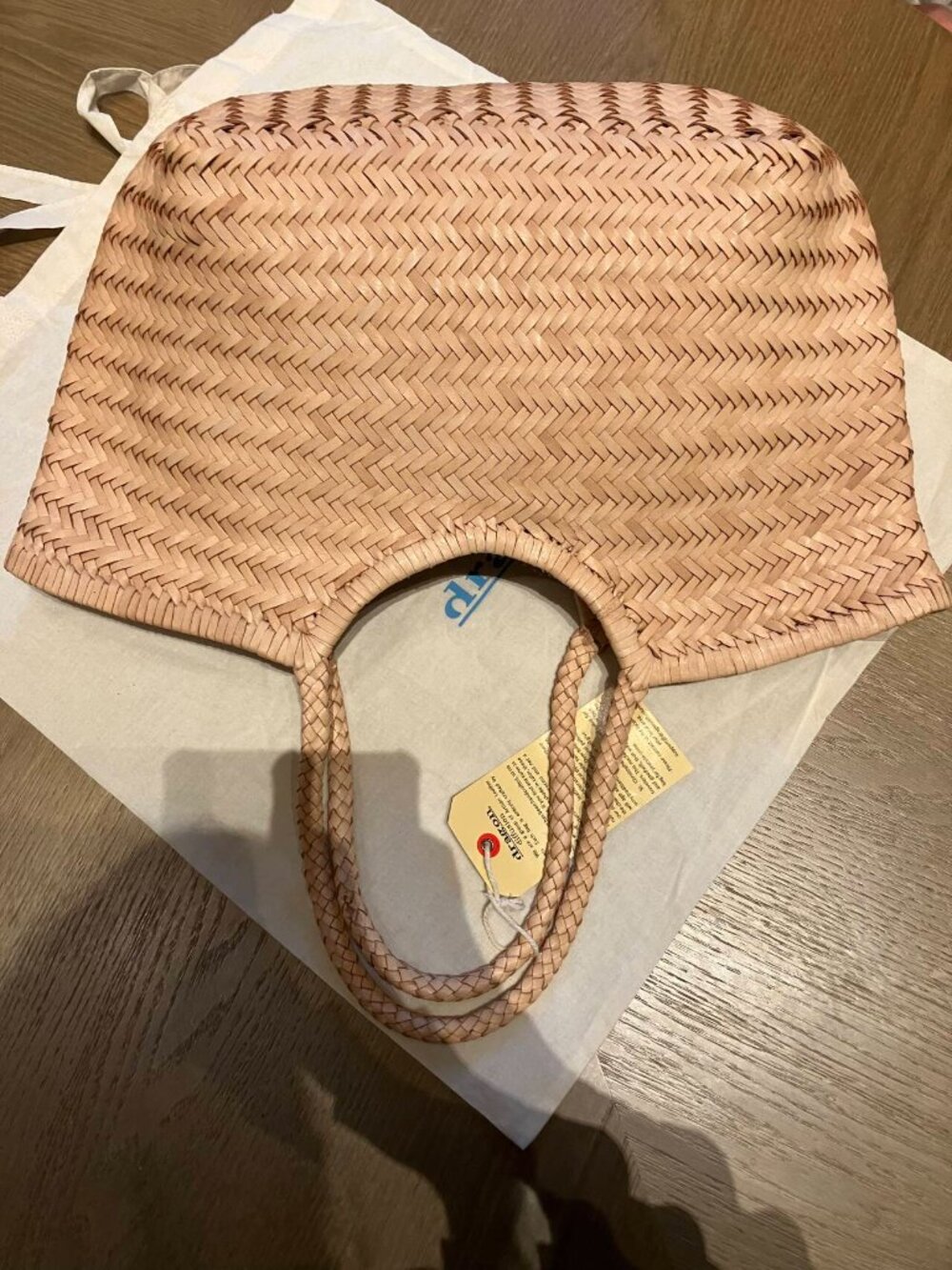 Dragon Diffusion Brown Woven Leather Tote
